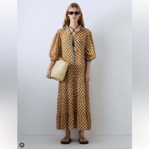 Gimaguas Paula Check Dress. Size Medium. Green and Cream (not as first 2 photos)